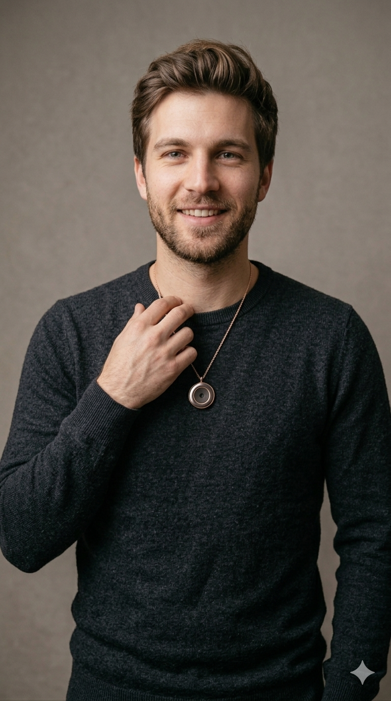 Man wearing Cravy pendant